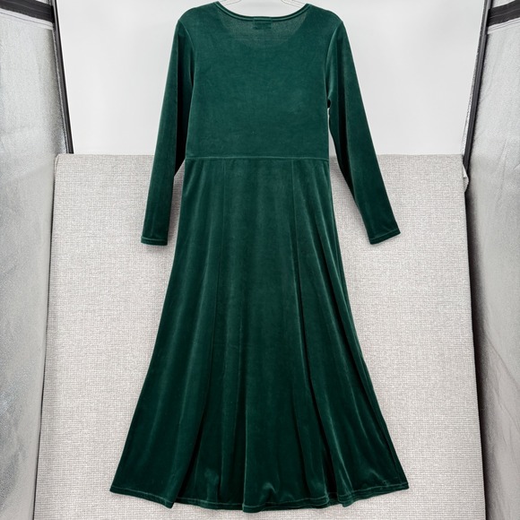 Coldwater Creek Velvet Long Sleeve Maxi Dress Emerald Green Women Sz M Cotgage - Picture 3 of 11